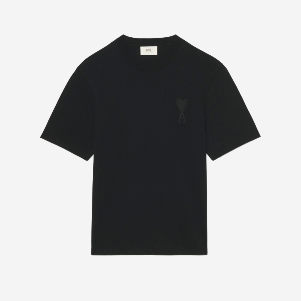 아미 톤온톤 하트 로고 티셔츠 블랙 - 22SS E22UTS002-726-001이끌라아미
