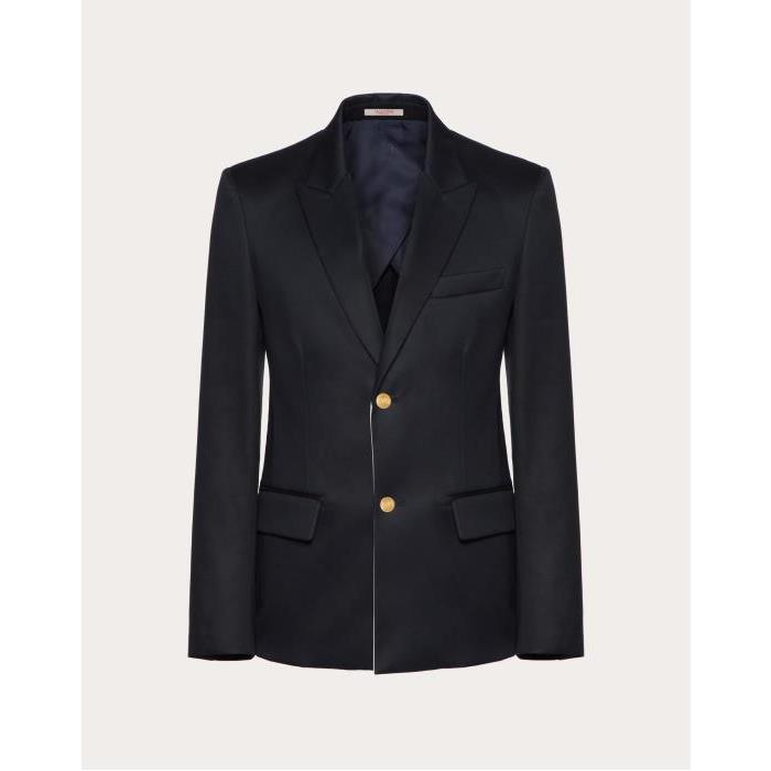 발렌티노 남성 자켓 블레이저 Single breasted Cotton Jacket for Man in Navy | Valentino GB VCEE70903_598이끌라발렌티노