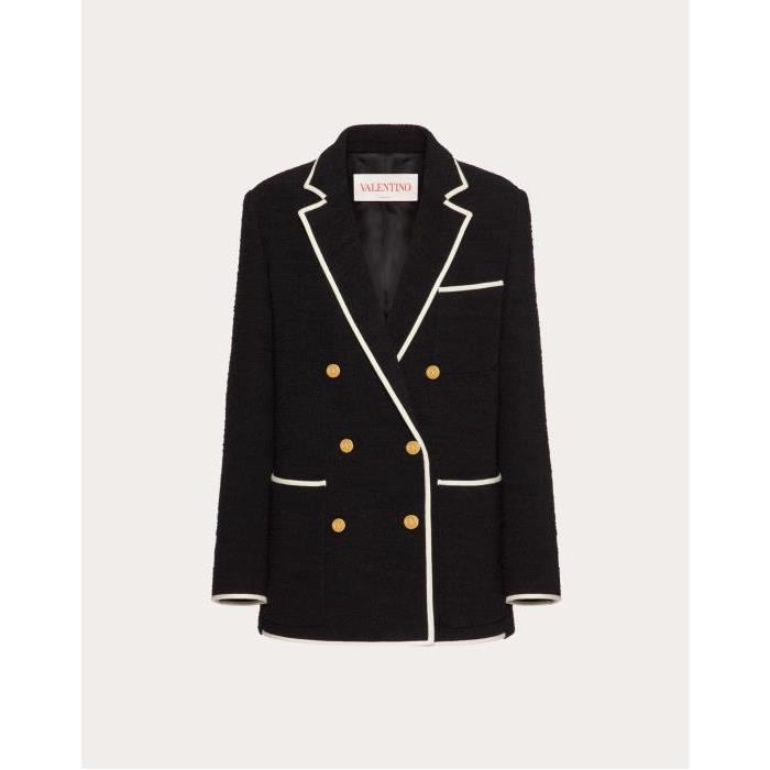 발렌티노 여성 자켓 블레이저 Light Wool Tweed Blazer for Woman in Black/ivory | Valentino GB BCEE607LV_0NA이끌라발렌티노