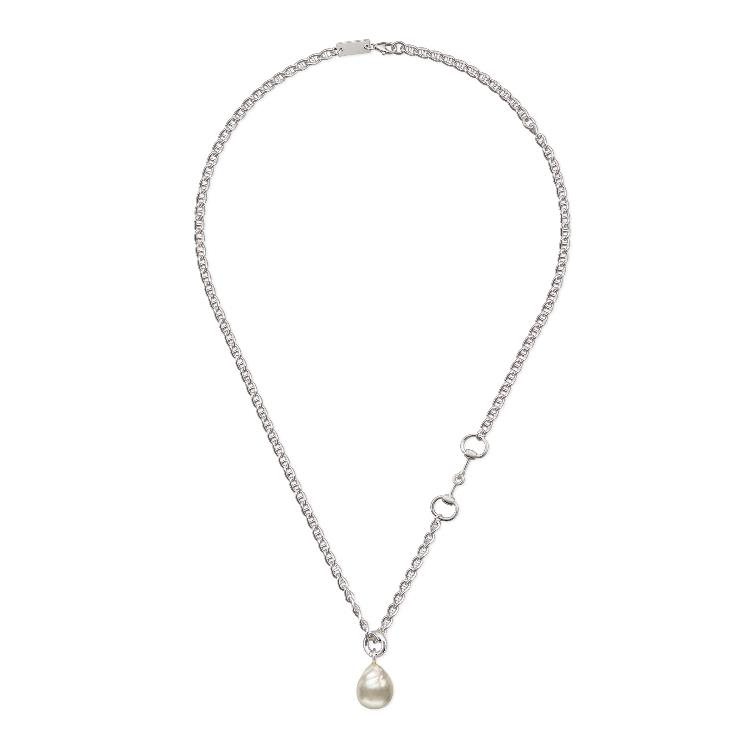 구찌 여성 목걸이 782860 09829 8135 Chain Horsebit necklace with pearl pendant이끌라구찌