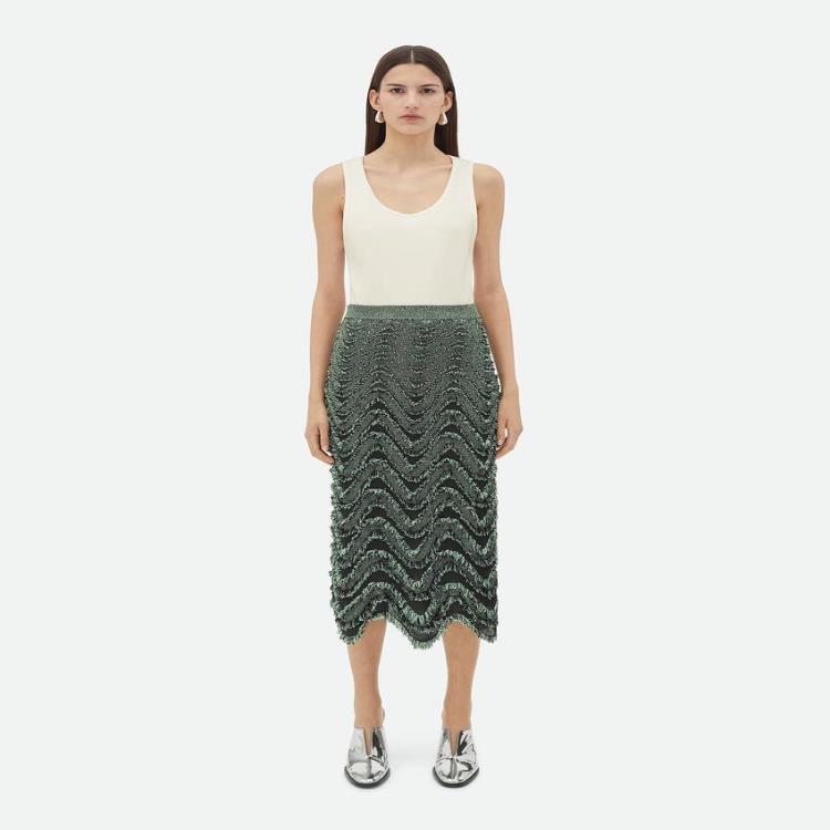 보테가베네타 여성 스커트 Textured Viscose Skirt With Weaved Fringes 784597V3WD01881이끌라보테가베네타